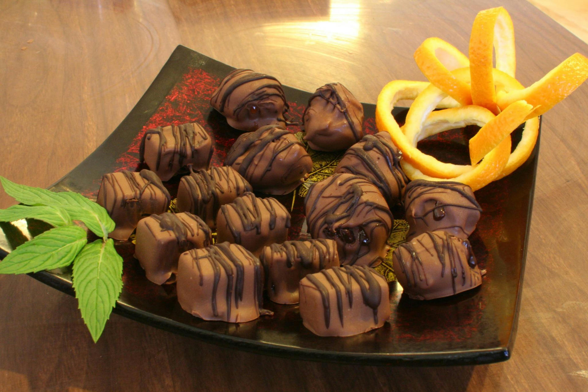 Mint and orange truffles
